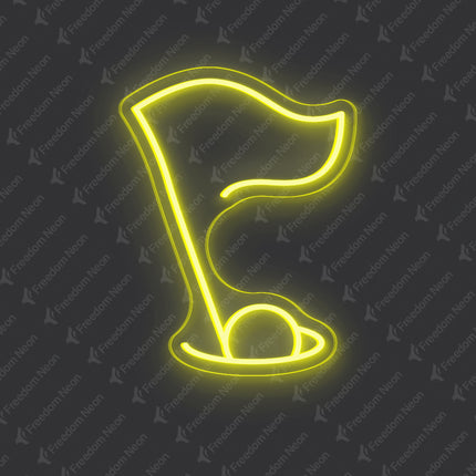 Lemon Yellow Golf Flag & Hole Neon Sign