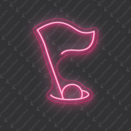 Light Pink Golf Flag & Hole Neon Sign