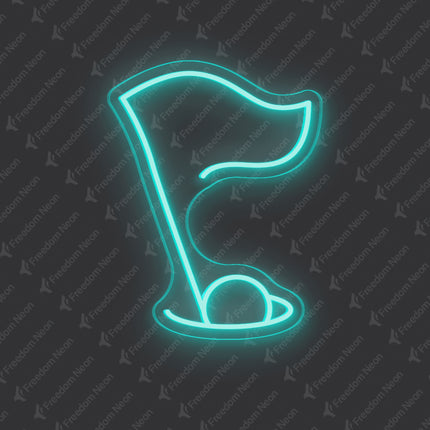 Mint Green Golf Flag & Hole Neon Sign