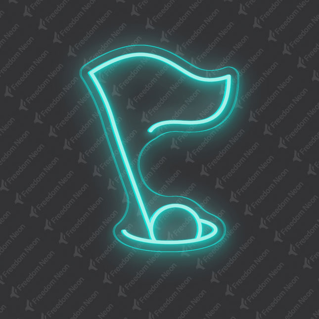 Mint Green Golf Flag & Hole Neon Sign