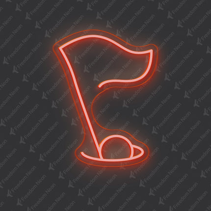 Orange Golf Flag & Hole Neon Sign