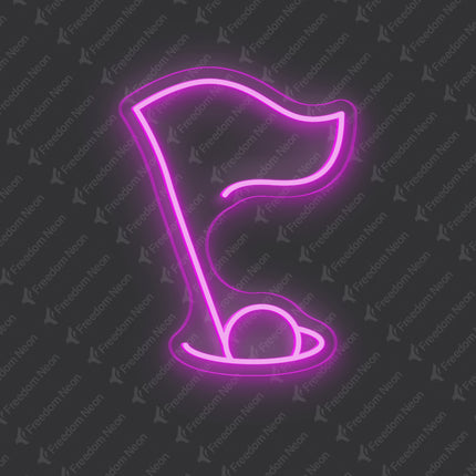 Pink Golf Flag & Hole Neon Sign