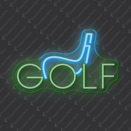 GOLF Letter & Ice Blue Club Neon Sign