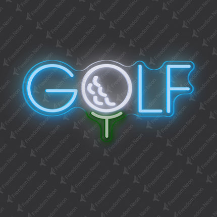 Ice Blue GOLF Neon Sign with Ball "O"