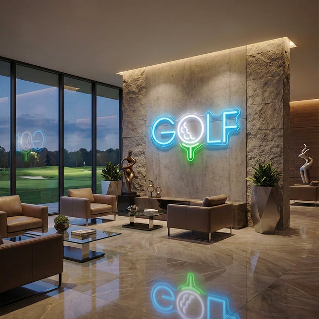 Ice Blue GOLF Neon Sign with Ball "O"