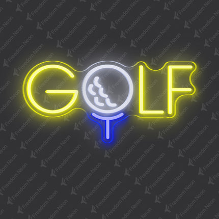 Lemon Yellow GOLF Neon Sign with Ball "O"