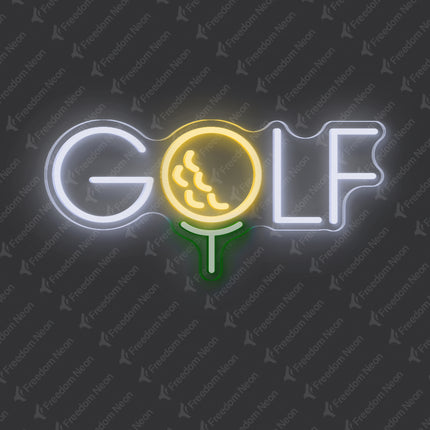 White GOLF Neon Sign with Ball "O"