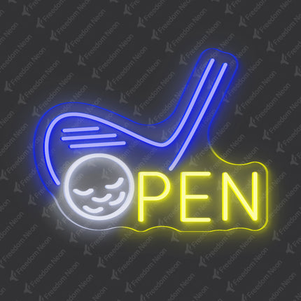 Blue GOLF OPEN Neon Sign