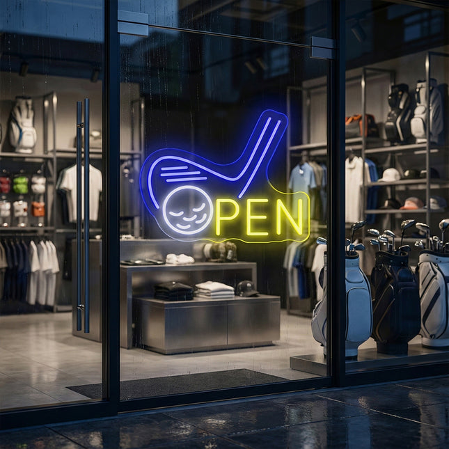 Blue GOLF OPEN Neon Sign