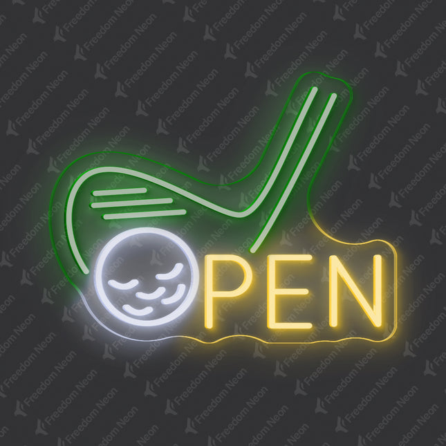 Green GOLF OPEN Neon Sign