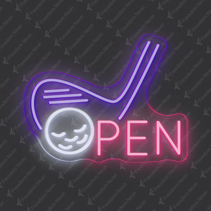 Purple GOLF OPEN Neon Sign