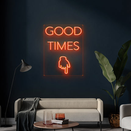 Golden Yellow GOOD TIMES Neon Sign
