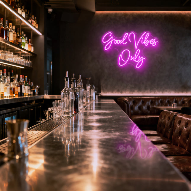 Pink Good Vibes Only LED Neon Sign