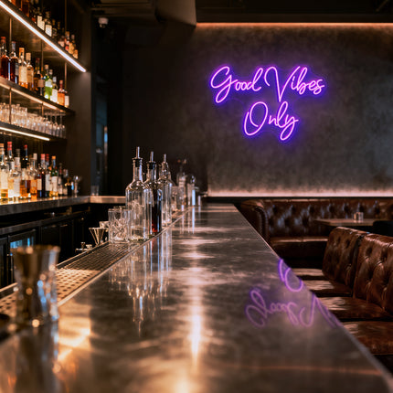 Purple "Good Vibes Only" Neon Sign