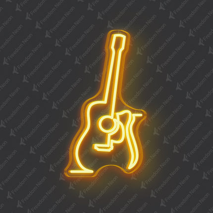 Golden Yellow Guitar Neon Sign