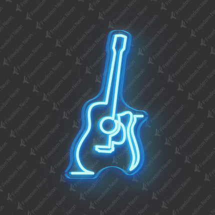 Ice Blue Guitar Neon Sign