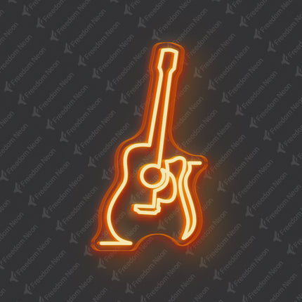 Orange Guitar Neon Sign