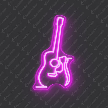 Pink Guitar Neon Sign