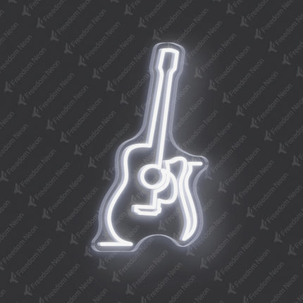 White Guitar Neon Sign