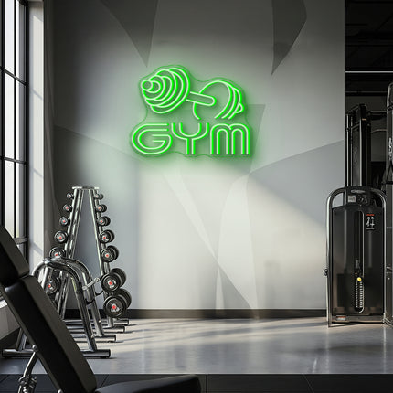 Green Gym Dumbbell Neon Sign