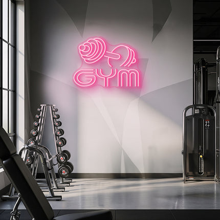Light Pink Gym Dumbbell Neon Sign