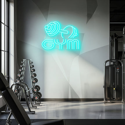 Mint Gym Dumbbell Neon Sign