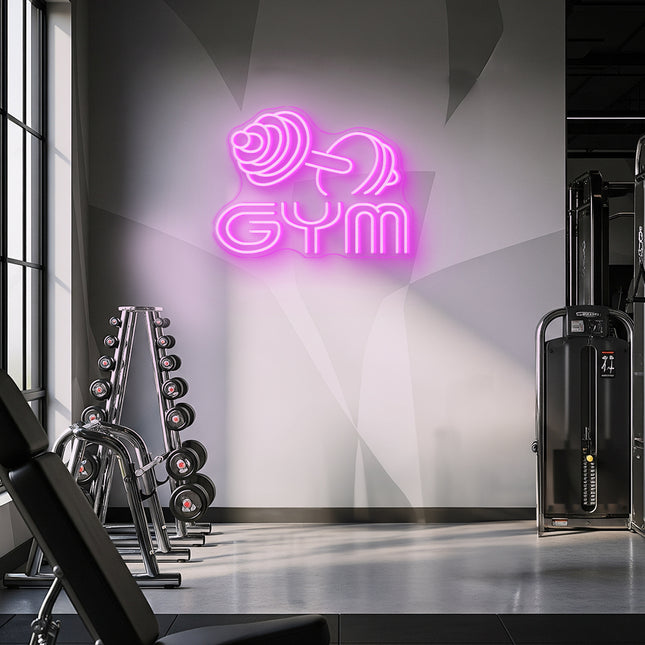 Pink Gym Dumbbell Neon Sign