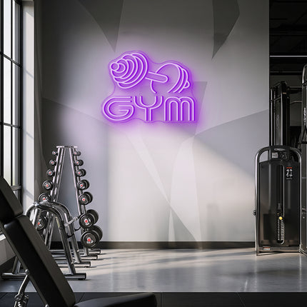 Purple Gym Dumbbell Neon Sign
