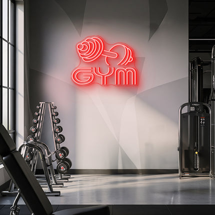 Red Gym Dumbbell Neon Sign