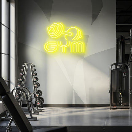 Yellow Gym Dumbbell Neon Sign