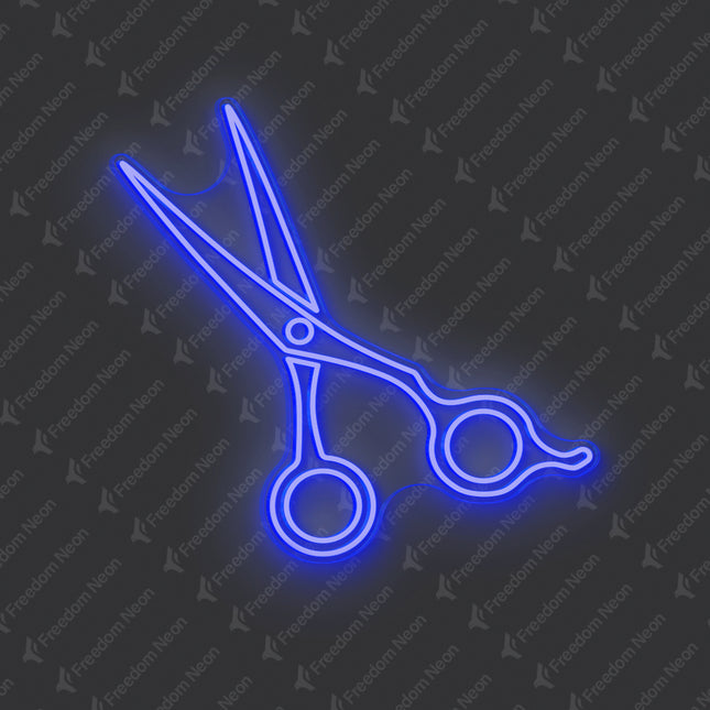 Blue Hair Stylist Scissors Neon Sign