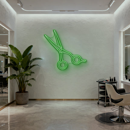 Green Hair Stylist Scissors Neon Sign