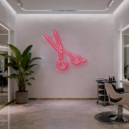 Light Pink Hair Stylist Scissors Neon Sign