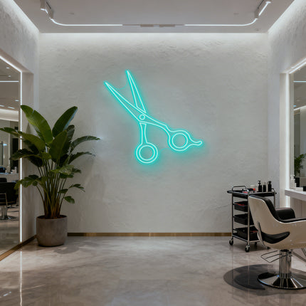 Mint Green Hair Stylist Scissors Neon Sign