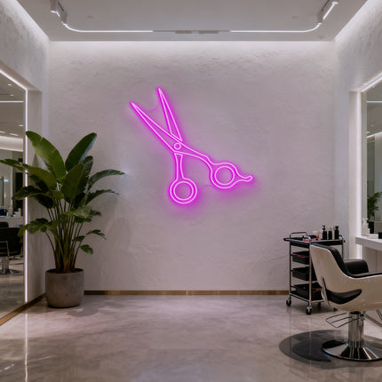 Pink Hair Stylist Scissors Neon Sign