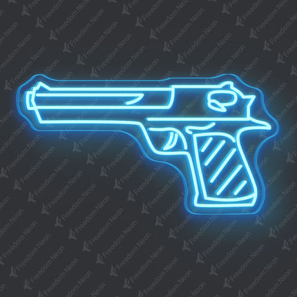 Ice Blue Handgun Neon Sign