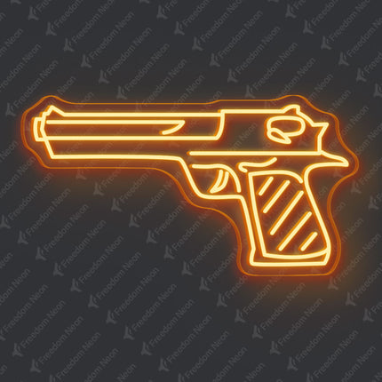 Orange Handgun Neon Sign