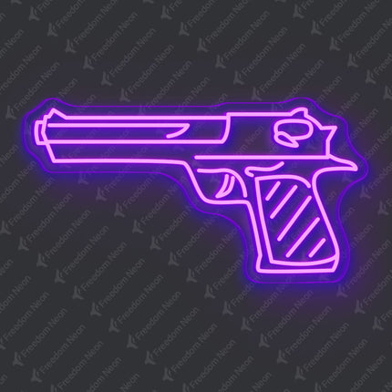Purple Handgun Neon Sign