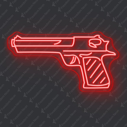 Red Handgun Neon Sign