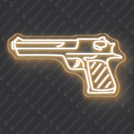 Warm White Handgun Neon Sign