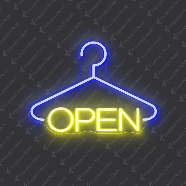 Hanger & Yellow "OPEN" Neon Sign
