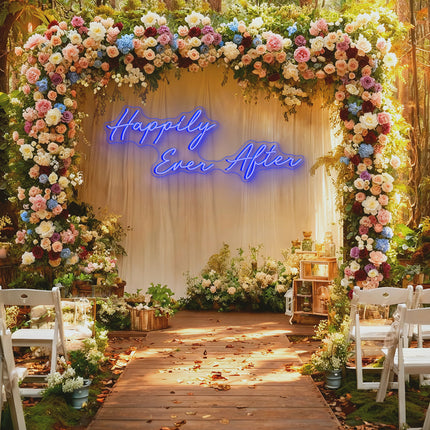 Blue Happily Ever After Neon Sign