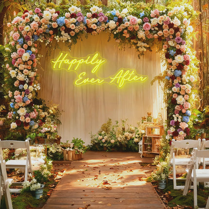 Lemon Yellow Happily Ever After Neon Sign