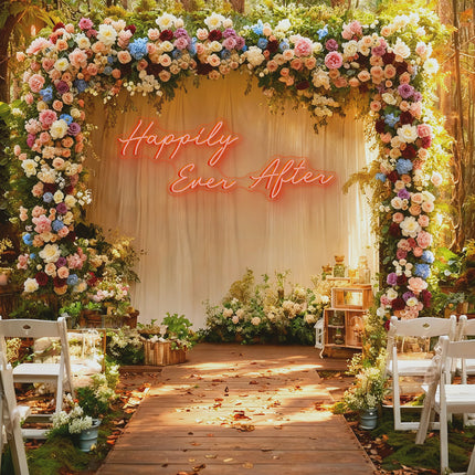 Orange Happily Ever After Neon Sign