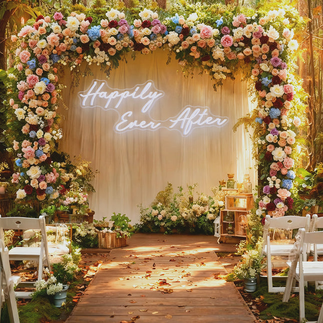 White Happily Ever After Neon Sign
