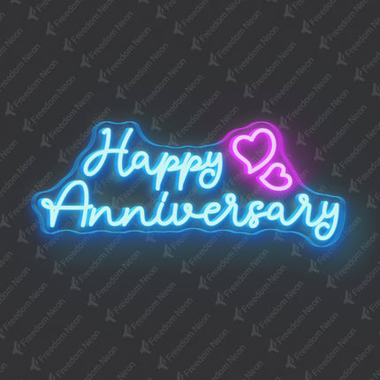 Ice Blue Happy Anniversary Neon Sign
