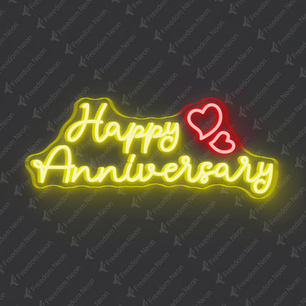 Lemon Yellow Happy Anniversary Neon Sign