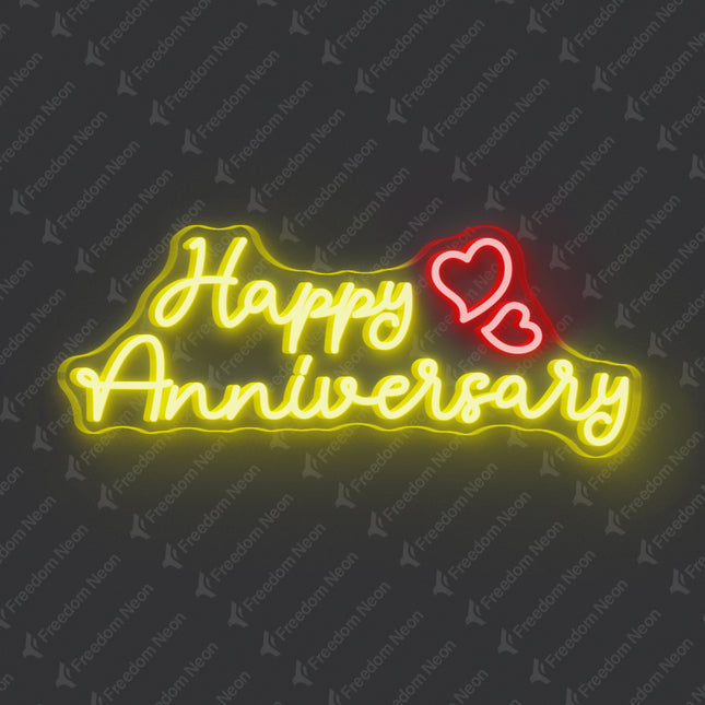 Lemon Yellow Happy Anniversary Neon Sign