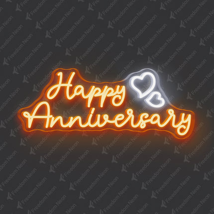 Orange Happy Anniversary Neon Sign