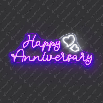 Purple Happy Anniversary Neon Sign